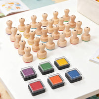Educational Wooden Alphabet Stamp Set Educational Wooden Alphabet Stamping Set Early Learning Spelling Game Preschool for Preschoolers, Kids, Toddlers, Homeschool, Classroom, Playroom