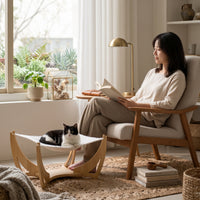 Cat Hammock Gentle Feline Hammock with Wooden Frame Supportive for Cats, Kittens