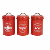 3 Pieces Coffee Sugar Tea Jars Arched Handles Airtight Canister Set Rustic Decor