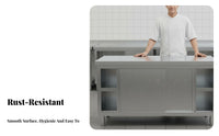 Rust-Proof Commercial Food Prep Table Heavy Duty Stainless Steel Prep Table Easy to Clean Stainless Steel Workbench Scratch Resistant for Restaurant Owners, Home Cooks, Homeowners, Cafeteria, Workshop, Research Facility Oratory, Garage