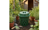 Ventilated Plastic Compost Bin Perforated Lid Vented Compost Bin Cylindrical Household Waste Lightweight