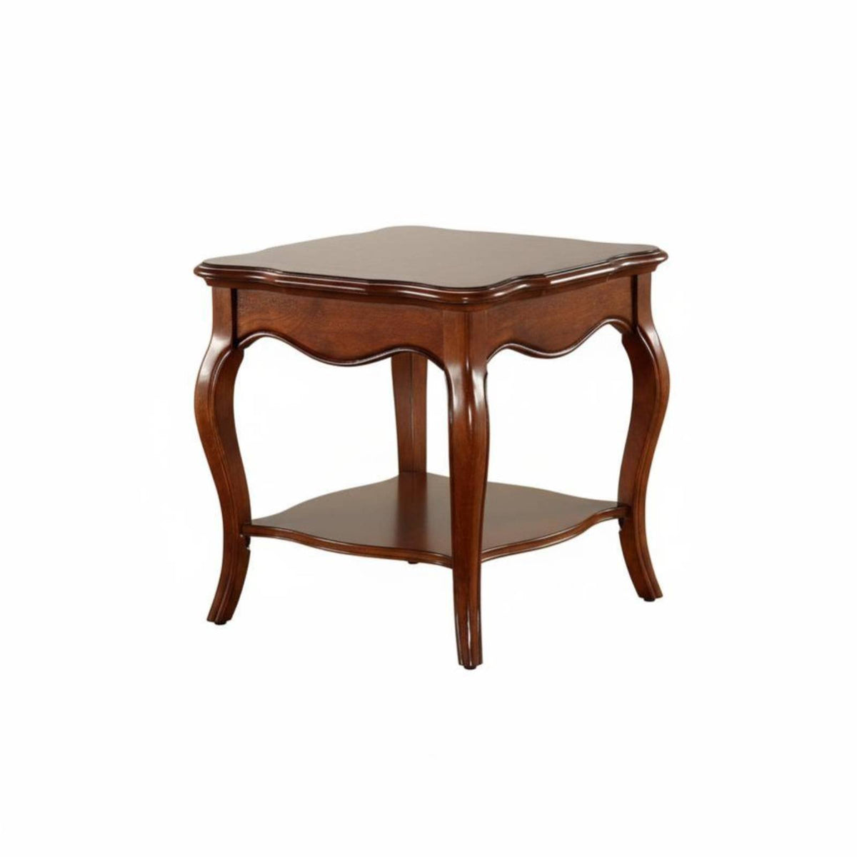 American Design Multi-Tier End Table Solid Wood Two-Tier Cabriole Leg Table Sturdy Construction Household Furnishing Versatile Placement for Apartment Dwellers, Homeowners, Interior Decorators, Living Room, Corner, Bedroom, Hallway