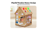 Hands-on Learning Busy House Toy Early Learning Hands-on Learning Busy House Natural Wood Finish Wooden Sensory Toy LED Lights for Children