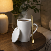 Minimalist Ceramic Constellation Mug with Lid and Spoon, 401-500ml