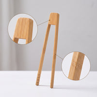 Bamboo Food Tongs with Serrated Tips Slim Cooking Tweezers Natural for Grill