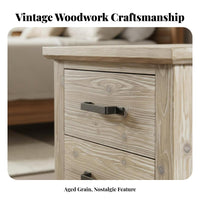 Bedside Cabinet with Drawer and Cupboard Utilitarian Design Nightstand Vintage Design Sturdy Construction