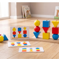 Shape Sorting and Stacking Toy Brightly Colored Geometric Stacking Toy Colorful