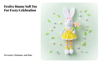 Beaded Leg Bunny Stuffed Toy Pastoral Design Easter Bunny Stuffed Toy Cute Design Spring Hare Shelf Sitter for Tiered Tray, Mantel, Bookshelf