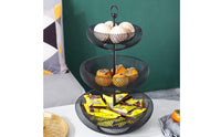 Nordic Design Tiered Fruit Basket Ventilated Airflow Metal Fruit Bowl Stand Rust-Proof Countertop Snack Holder Hand-Welded for Office, Parties