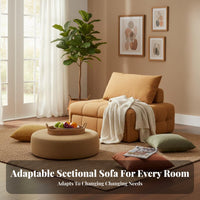 Easy-to-Clean Fabric Curved Sectional Minimalist Design Curved sectional Couch Plush Comfort Sofa dense foam padding for Apartment Dwellers, Homeowners, Interior Designers, Lounge Area