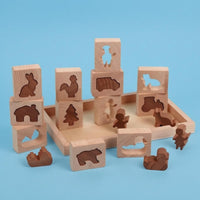 Wooden Animal Puzzle Tray Smooth Edges Shape-Matching Game Open-Ended Play Wooden Animal Puzzle