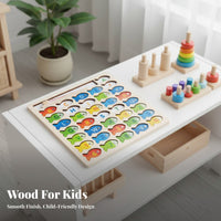 Early Education Wooden Letter Fishing Toy Fine Movement Skills Development Alphabet Number Activity Set Board Hand-Eye Coordination Alphabet Number Activity Set Polished Edges for Preschoolers, Kids, Toddlers, Daycare, Classroom