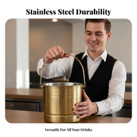 Stainless Steel Ice Container Sturdy Handles Ice Container with Strainer Stainless Steel Beverage Tub Long-Lasting Cooling