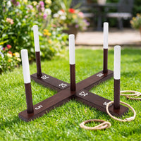 Portable Wooden Hoop Toss Game Sturdy Hoop Toss Game Long-Lasting Natural for Family, Backyard, Party