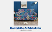 Elastic Full Cover Sofa Slipcover, Bohemian Style, Multi-Seat Combination Couch Protector, Polyester, Random Pattern