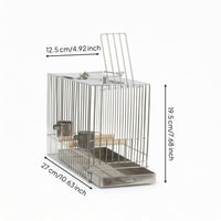 Bird Bathing Cage with Perch Portable Avian Enclosure Cage with Tray Stable for Small Birds, Travel