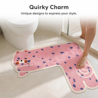 L-Shaped Diatomaceous Earth Bathroom Mat with Non-Slip Rubber Backing, Super Absorbent Quick Dry Floor Mat for Toilet and Entryway