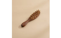 Polished Brass Massage Comb Natural Wooden Comb with Brass Teeth Long-Lasting Wooden Scalp Massager Soothing