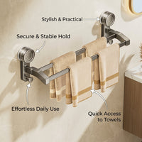 Sink Metal Towel Bar, Rotating Wall Mount Rack for Small Space Students, Damage Suction Cup Installation for Bathroom, Drying Storage Solution