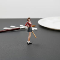 JK Uniform Miniature Scene Figure High Intricate Miniature Girl with Sports Hitting Stick School Uniform Girl Model Exclusive
