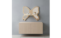 Decorative Butterfly Mirror Shelf Wood Finish Mirror Wall Decor Shelf Space Saving for Bedroom, Entryway