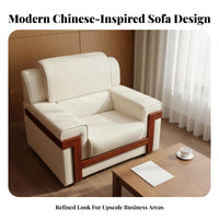 High-Density Foam Cushion Formal Guest Reception Chair Wide Armrests Single Seater Business Sofa Heavy-Duty Modern Single Sofa Chair Easy to Clean for Corporate Clients, Adults, VIP Lounge, Meeting Room, Lobby