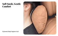 Perforated Suede Car Headrest Soft & Comfortable Car Neck Pillow Breathable Suede Headrest Cushion for Truckers, Passengers, Daily Commute, Road Trips
