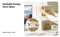 Roll-Top Storage Box Large Capacity Desktop Organizer Dust-Proof for Dorm Room