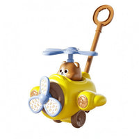 Cartoon Style Push Along Airplane Colorful Airplane Push Toy Plastic Kids Plaything Wheeled for Children