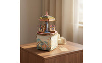 Gift Carousel Melody Box Easy Assembly 3d Wooden Melody Box Festive Decor