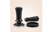 Flat Base Espresso Tamper with Mat Non-Slip Espresso Tamping Mat Silicone Coffee Tamper Pad Polished for Baristas