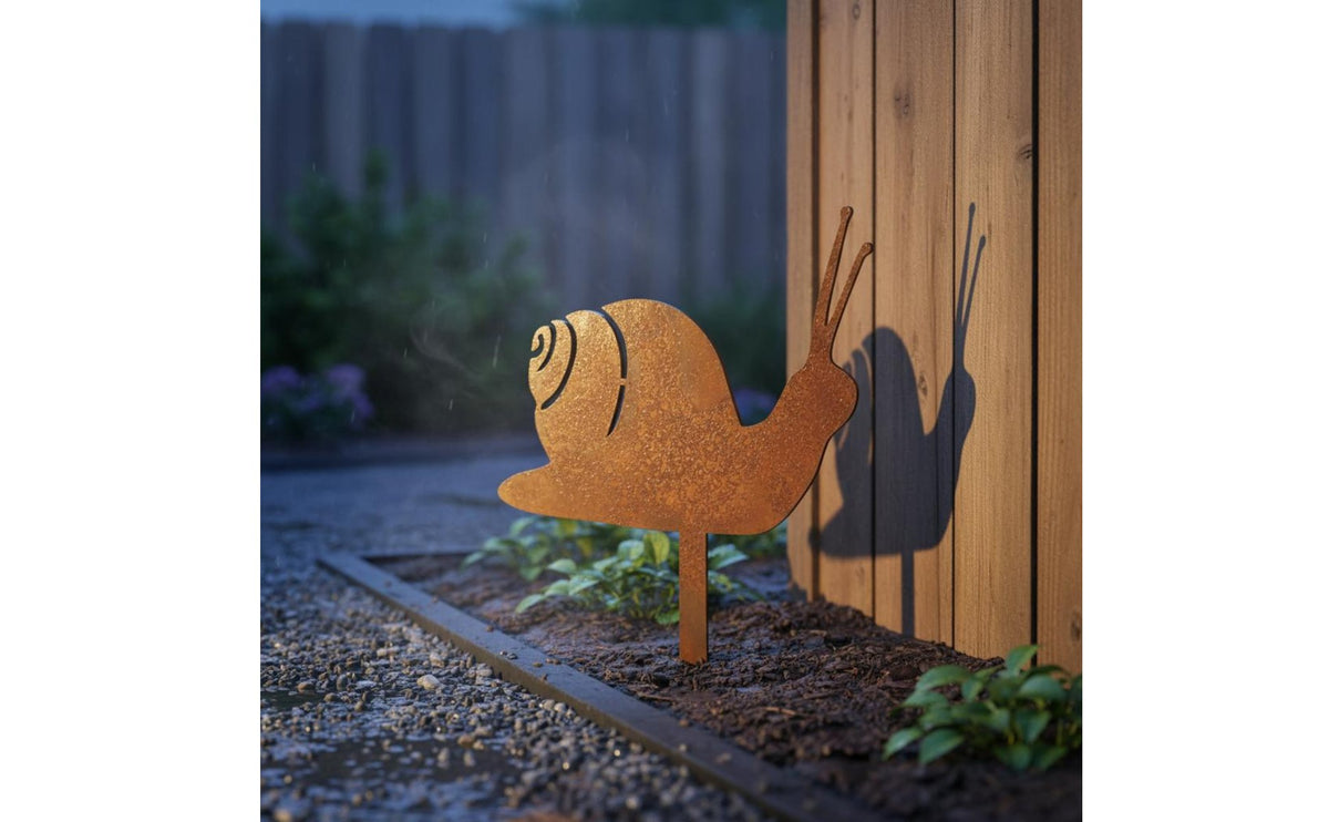 4 Pieces Rust Finish Weathered Snail Outline Whimsical Design Iron Spiral Sculpture for Patio