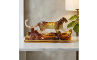 Leaping Cat Ornament Honey-Hued Animal Statue Modern Decor for Office
