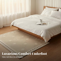 Non-Slip Backing Cream Design Floor Mat Skin-Friendly Luxuriously Soft Bedroom Carpet Easy to Clean Bedroom Floor Mat No-Pilling for Families, Homeowners, Pet Owners, Nursery, Home, Hallway, Dorm