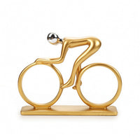 Minimalist Bike Sculpture Metal-likeLook Cyclist Statue Compact for Art Lovers