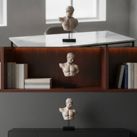 Antique-Style Bust Sculpture Stone-Look Classical Bust Sturdy Male Torso Sculpture Minimalist for Entryway Console