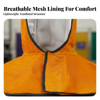 Heat-Proof Proof Metal Joining Hood Fireproof Stitching Cowhide Metal Joining Hood Adjustable Fit for Welders, Metalworkers, Grinding