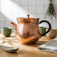 Hammered Copper Tea Kettle Traditional Copper Teapot Braided Vessel