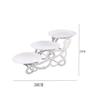 White Three-Tier Dessert Stand Scalloped Edges Dessert Display Stand Freestanding Three-Tier Serving Tray Stepped Design for Afternoon Tea