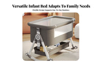 Rocking Mode Bedside Sleeper Bassinet Portable and Foldable Adjustable Co-Sleeper Crib Multi-Functional Baby Cradle Mobile with Wheels for Newborns, Infants, Parents, Night Feeding, Nursery, Bedroom, Living Room