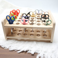 Wooden Scissors Storage Rack Wood Scissors Storage Rack Unfinished Wooden Desktop Organizer for Crafters, Classroom