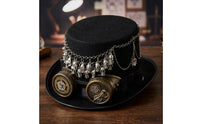 Steampunk Top Hat with Goggles Felt Top Hat with Gears Gothic for Cosplayers, Actors