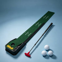 Putting Mat with Ball Return Anti-Slip Putting Mat with Automatic Ball Return Smooth Roll for Golfers, Beginners, Home, Office