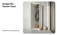 Space-Saving Single Door Wardrobe Modern Minimalist Design Narrow Storage Cabinet Large Capacity Unrestricted Standing Closet Cabinet Moisture-Proof for Apartment Dwellers, Homeowners, Small Areas, Balcony, Living Room, Home Office