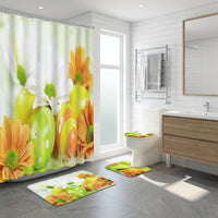 4Pcs Easter Shower Curtain Sets, Washroom Set Non-Slip Backing Shower Curtain and Rug Set Decorative for Families, Homeowners, Restroom, Apartment, Hotel