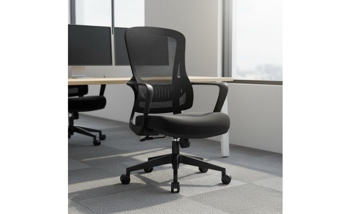 High-Density Foam Seat Ergonomic Support Chair Sturdy Metal Frame Mesh Sled Base Chair Anti-Tip Glides Space-Saving Design for Visitors, Guests, Waiting Room
