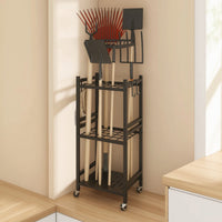 Garden Tool Rack with Wheels Heavy Duty Utility Cart with Hooks Sturdy Furniture for Garage
