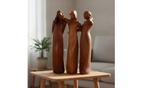 Wood-Look Three Sisters Figurine Stylized Resin Figurine Smooth Resin Statue Artisanal for Friends, Collectors, Shelf, Office