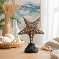 Coastal Resin Ornament with Pedestal Vintage Tabletop Ornament Distressed Pedestal Stand Freestanding for Shelf, Entryway, Bathroom