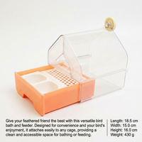 Bird Bath Tub for Cage Hanging, Transparent Bird Bath Feeder Box, Small Birds Bath Box, Parrot Bath Tub with Hooks, Budgie Canary Bathing Accessory